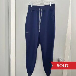Figs High Waisted Zamora Jogger Scrub Pants Dark Blue Medium